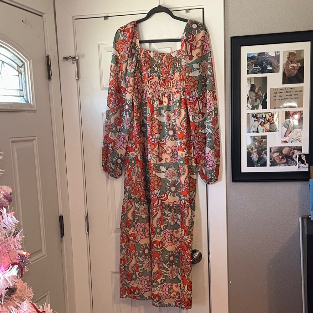 Pink Lily Multicolor Floral Long Sleeve Dress - Picture 5 of 6